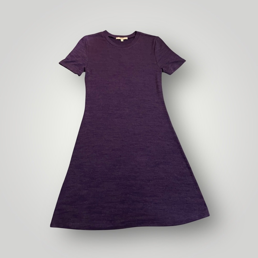Lark & Ro T-Shirt Dress Womens Small Purple A-Line Knit Mini Capsule Casual